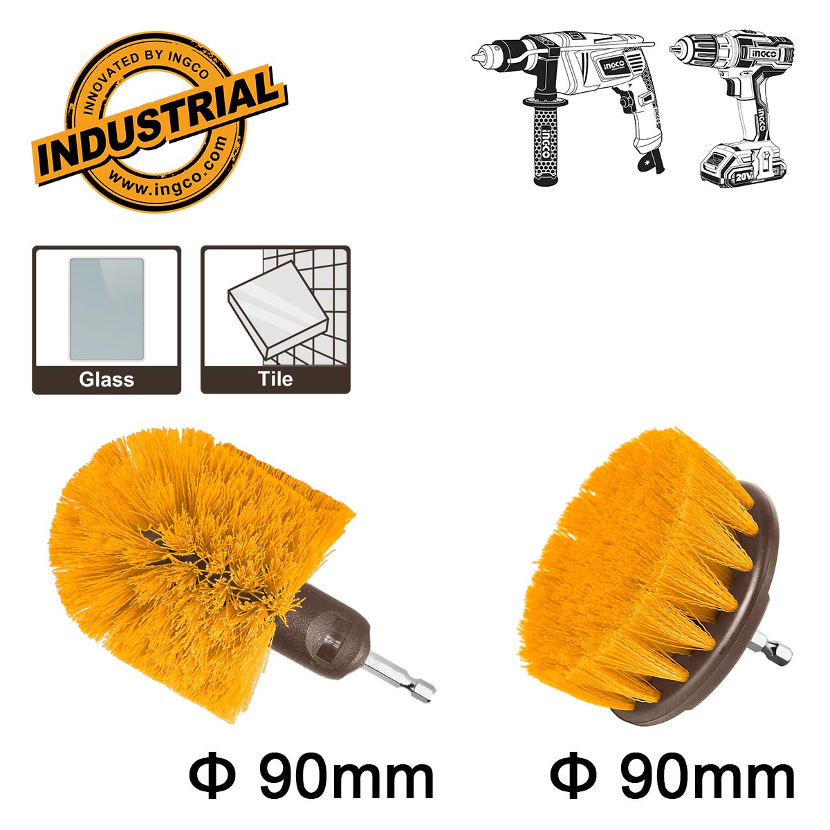 Ingco Drill Cleaning Brushes Set 2 pcs (Medium)