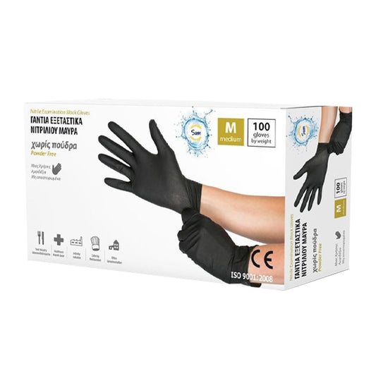 Black Nitrile Gloves M 100 Pieces Extra Strong