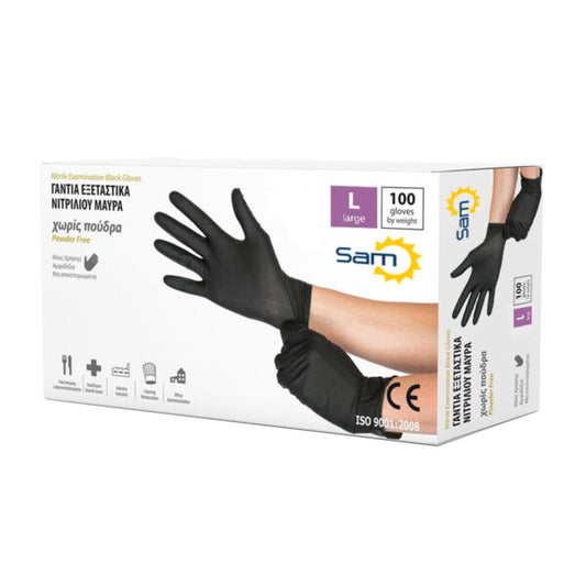 Black Nitrile Gloves L 100 Pieces Extra Strong