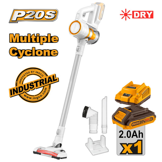 Ingco Σκούπα Stick Cyclone Μπαταρίας 20V Li-Ion 120W