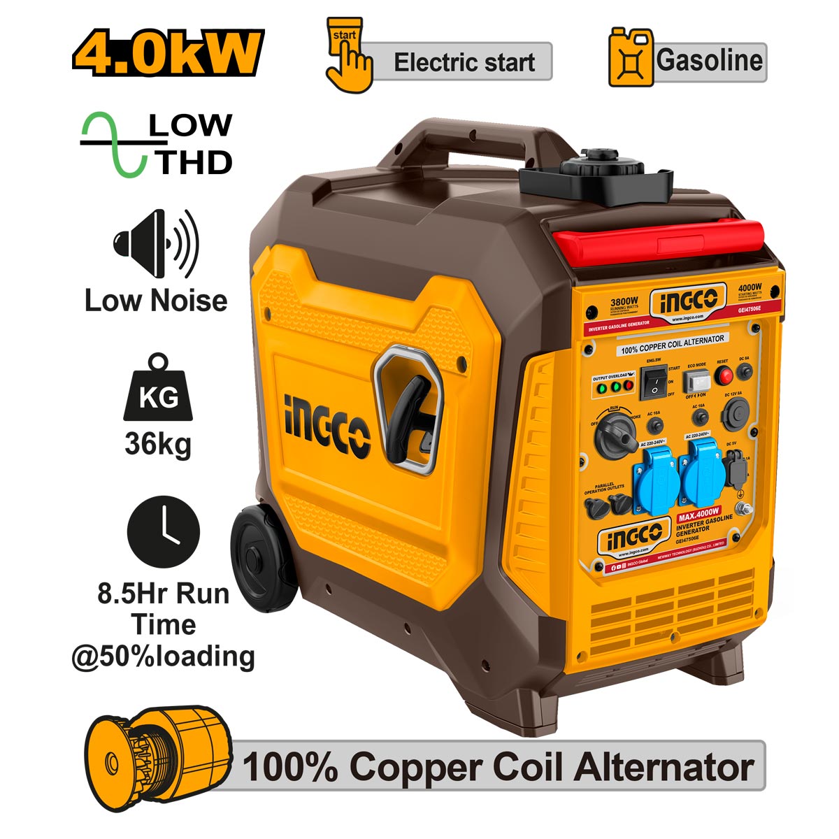 Ingco Gasoline Inverter Generator Case 4kW 5kVA 5HP