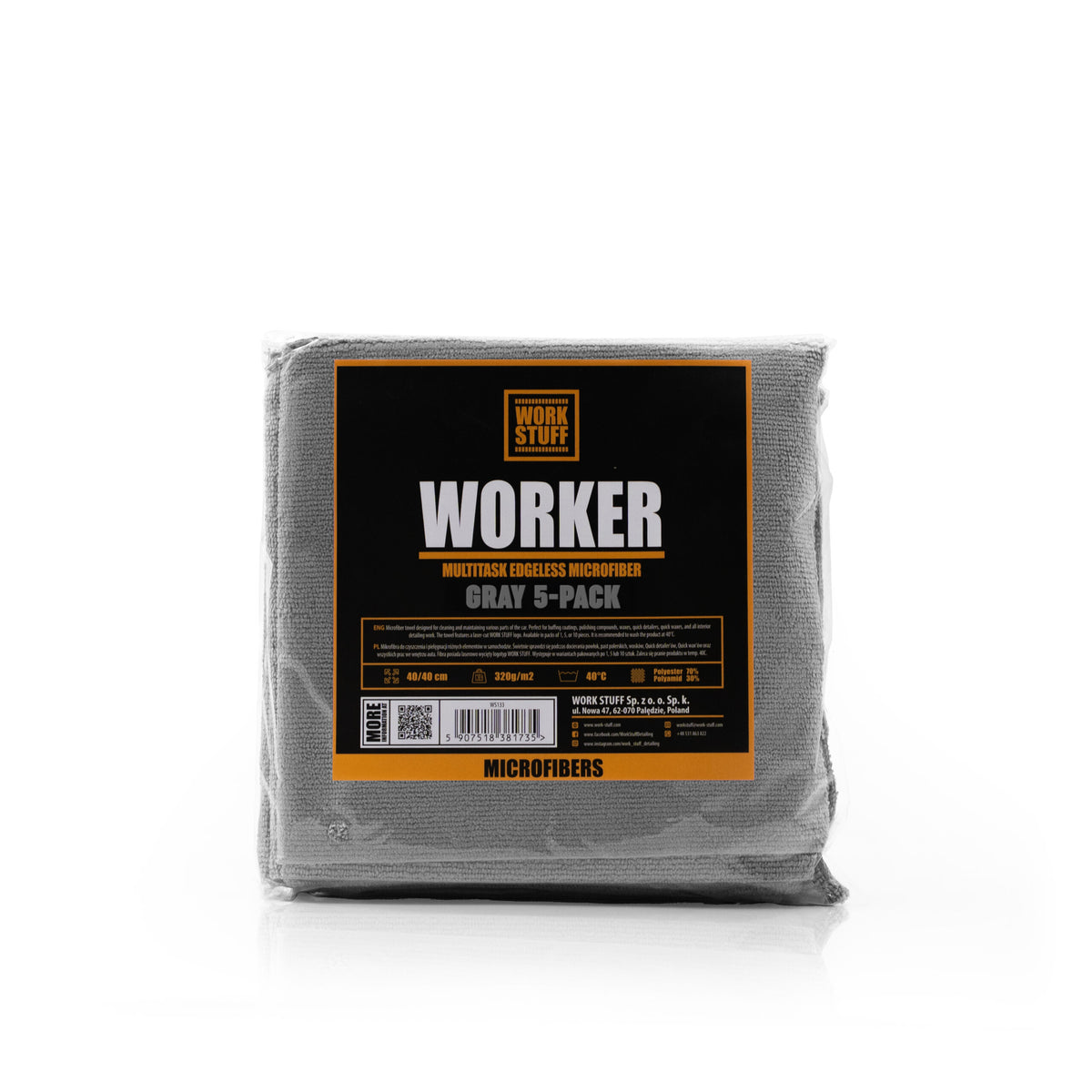 Work Stuff Worker Πανιά Μικροϊνών 320gsm Γκρι-Μωβ-Κίτρινο 40x40cm 5τμχ