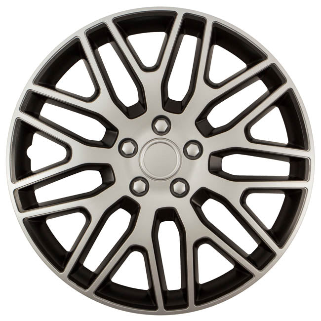 Dakar Car Wheel Covers Silver - Black With Chrome Bolts 108514 Nc 16"