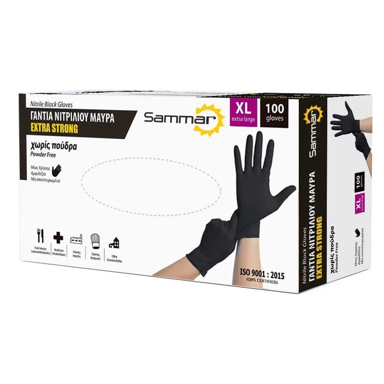 Nitrile Gloves Black XL 100 Pieces Extra Strong