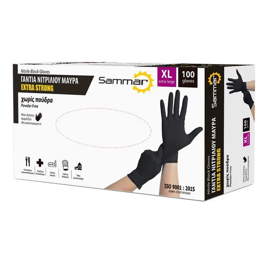 Nitrile Gloves Black XL 100 Pieces Extra Strong